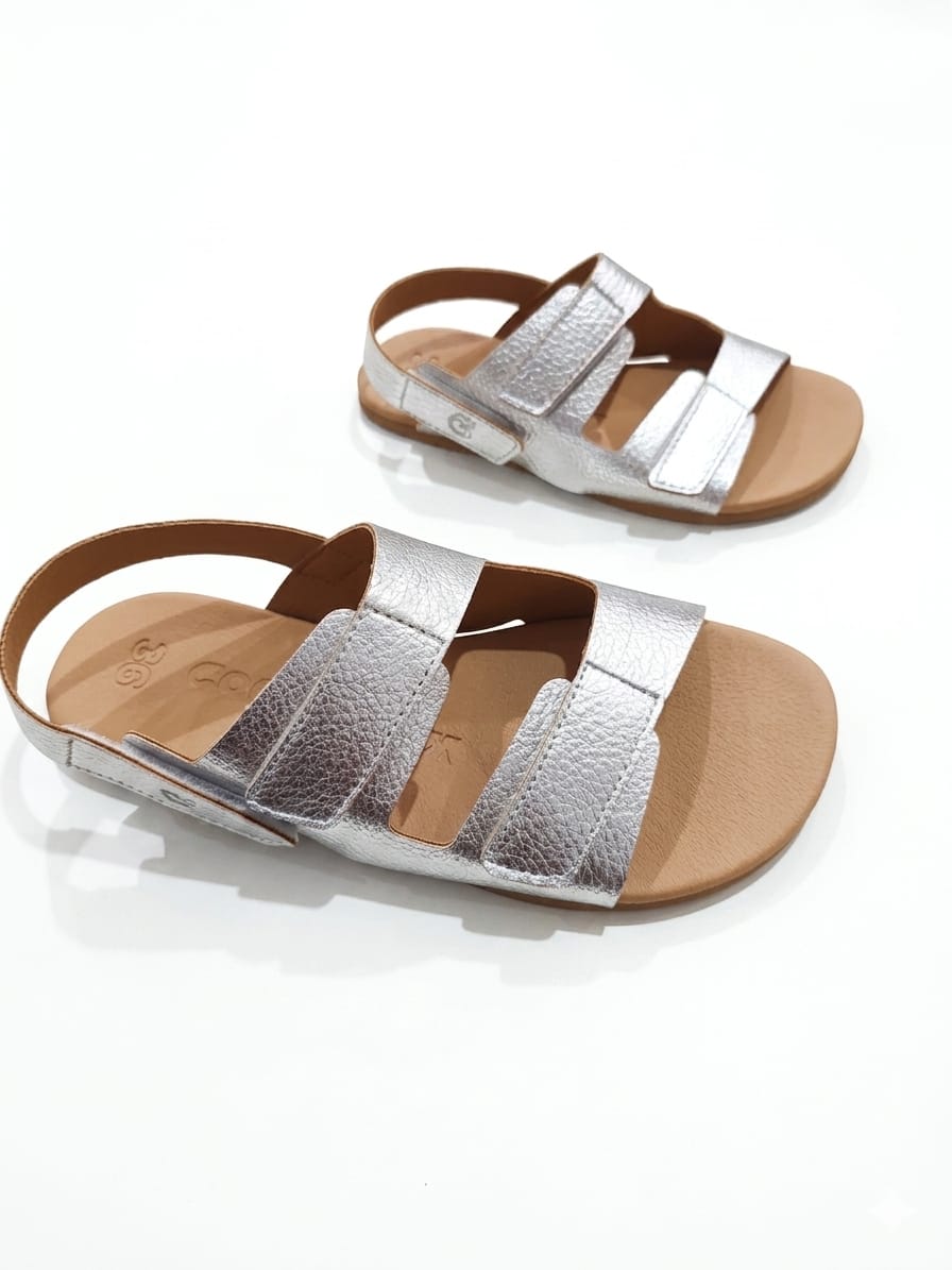 Sandalias Barefoot Respetuosas Coqueflex Vaqueta Plata