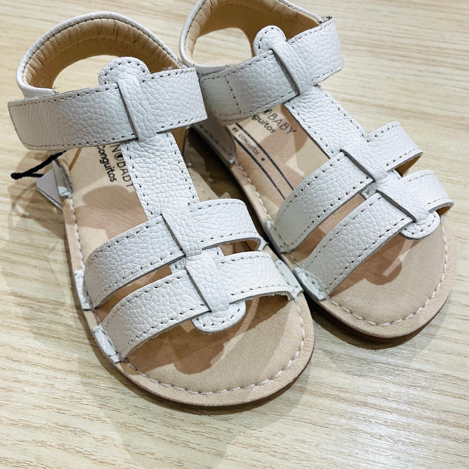 Conguitos - Sandalias Piel blanca tiras