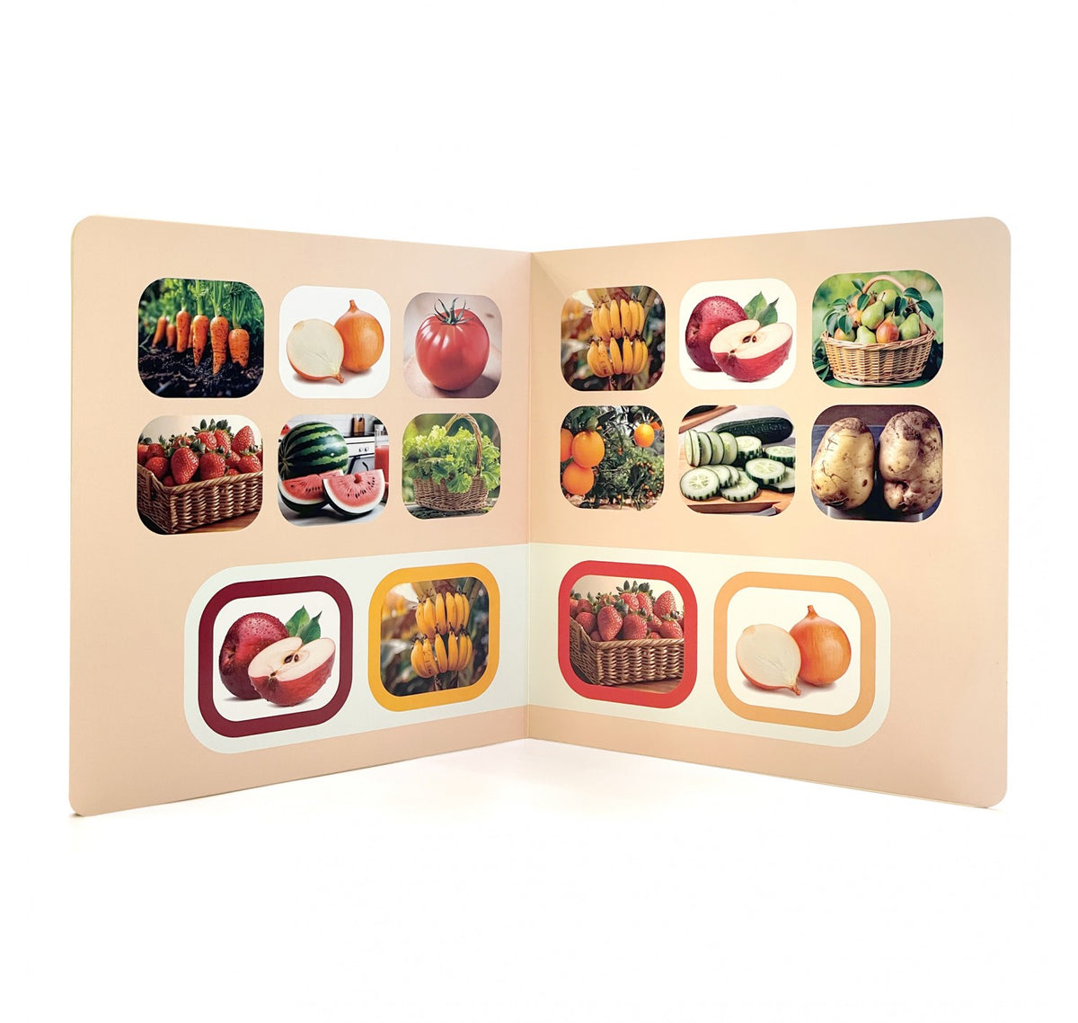 Busca y encuentra: Frutas y hortalizas - Nowordbooks