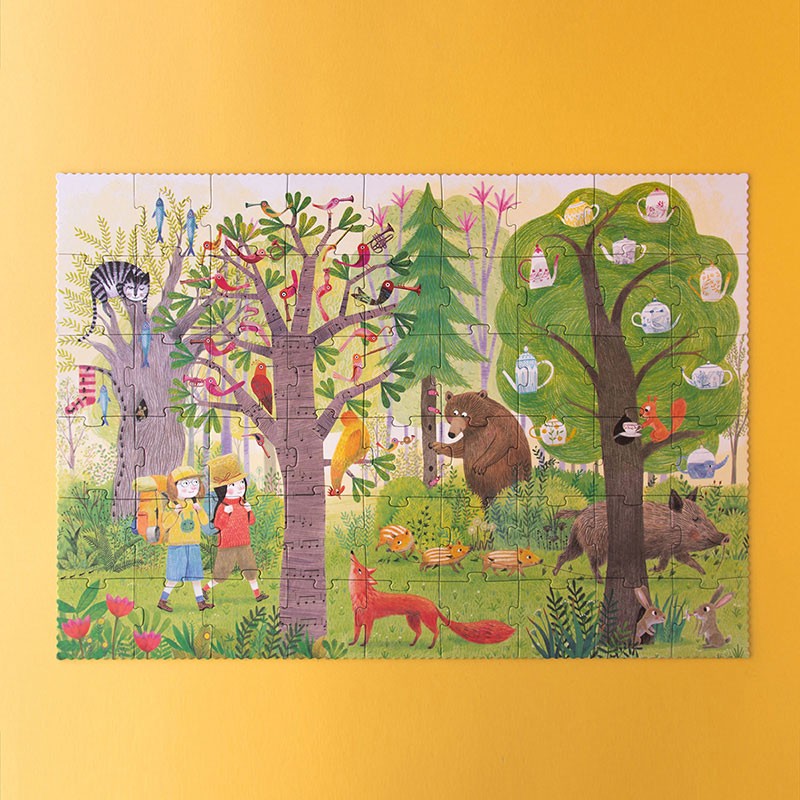 Night and day in the forest puzzle reversible