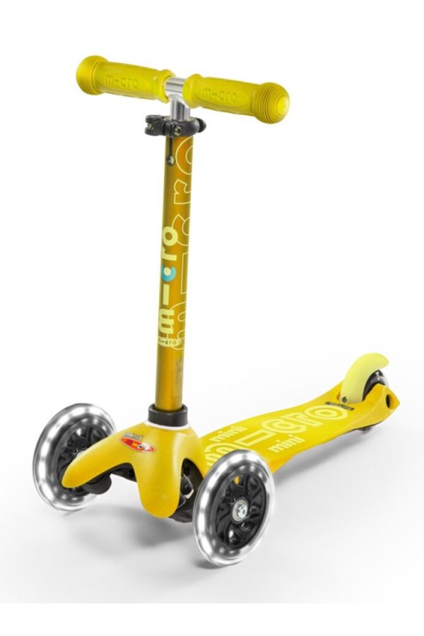 Patinete Mini Micro Deluxe Amarillo Luces LED