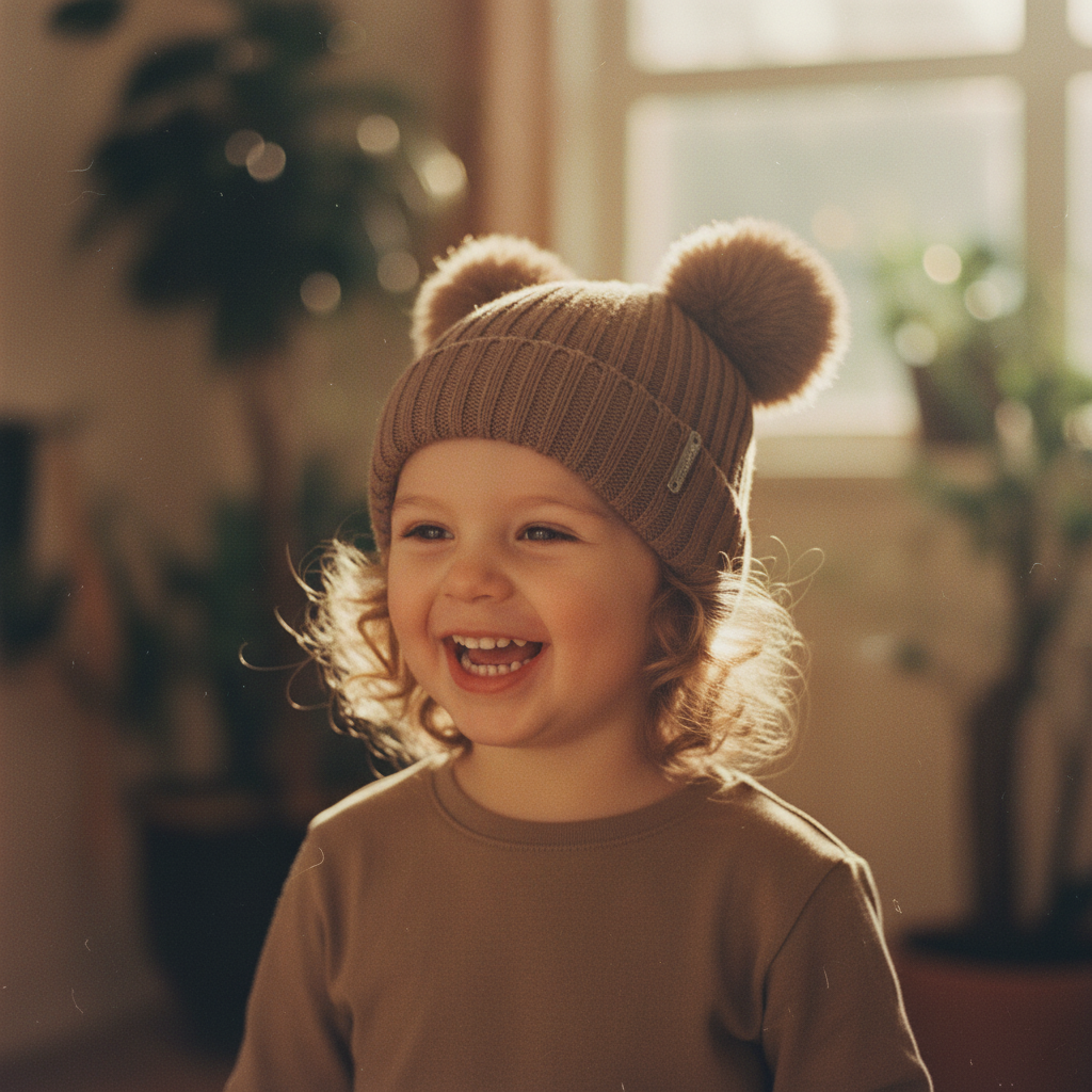 Gorro canalé marrón con dos borlas - Cóndor