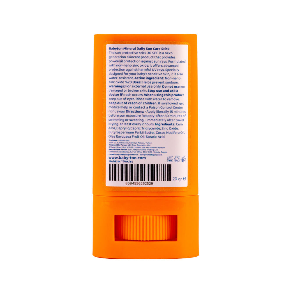 Protector solar mineral natural en barra FPS 30 - Babyton