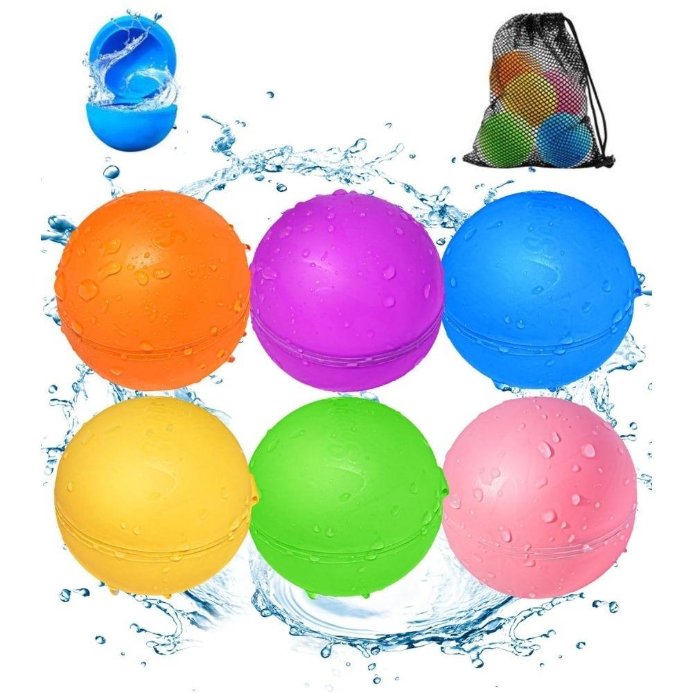 Globos de agua reutilizables opacos (6 uds + malla)